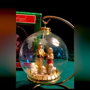 Shepherd Crystal Globe Ornament with Stand